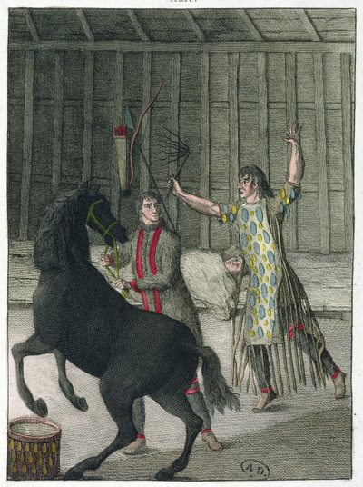病人の悪霊を追放するシャーマン、シベリア、1811年 作： French School