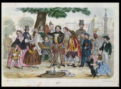 バスティーユ広場近くのストリートマジシャン、H。ジャンニンの彫刻、1840〜50年頃 作： French School