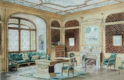 G.レモンによる装飾プロジェクト「A Study」、1900年に出版された「Interieurs Modernes」のイラスト（カラーリトグラフ） 作： French School