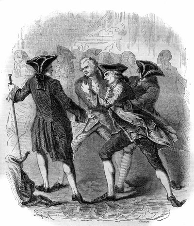 作曲家Christoph Willibald GluckとNiccolo Vito Piccinniの対立を示す「Gluckistes」と「Piccinistes」の対峙図。1856年に描かれた版画。 作： French School