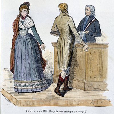 1793年の離婚-ケヌイヤック著「世紀を超えたパリ」より 作： French School