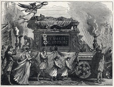 ヴォルテールの遺体を運ぶフネーブル戦車（Francois Marie Arouet 作： French School