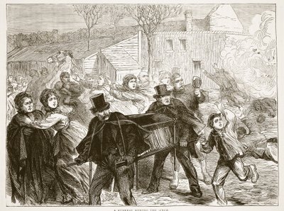 1871年3月の包囲中の葬儀、1870年から1871年のフランスとドイツ間の戦争のカッセルズ歴史のイラスト 作： French School