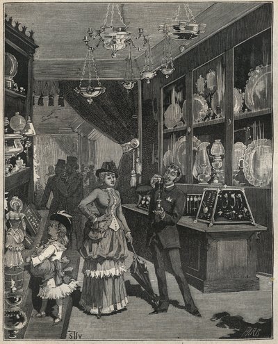 19世紀のフランスの金貨店。Adolphe BITARDの "Les arts et metiers illustres "に掲載された1885年のエングレーヴィング。 作： French School