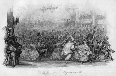 1843年のパリ・オペラ座での仮面舞踏会。("Le carnival" song par Marc-Antoine Madeleine Desaugiers) in "- CHANS et CHANS POPULES DE LA FRANCE - 1843 - H.- L. DELLOYE, publisher, LIBRAIRIE DE GARNIER. 作： French School