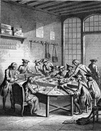 ルイ15世（1715年～1774年）の時代のフランスの郵便局です。 作： French School