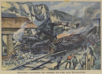 アメリカで起きた恐ろしい列車事故（カラーリトグラフ 作： French School