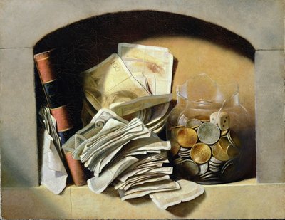 紙幣、硬貨、割れたガラス瓶のニッチな市場 作： French School