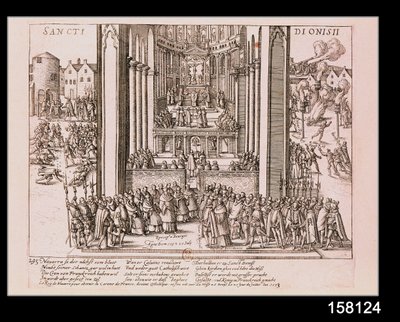 1593年7月15日の聖デニスでのアンリ4世（1553-1610）の釈放 作： French School