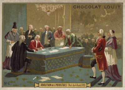 1789年8月4日、フランス革命、国民議会による特権の廃止 作： French School