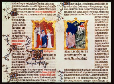 アブラハムとサラはカルドのウルをカナンに向けて去ります、ジャンドシの聖書、1355年頃 作： French School