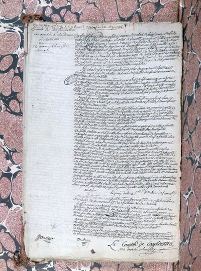 1786年5月24日、クイーンズネックレスに関する裁判中のコンテスデラモットとカリオストロの間の対立の説明 作： French School