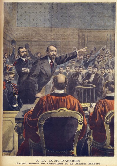 1899年6月の「Le Petit journal」に掲載されたパリ検問所でのPaul DerouledeとMarcel Habertの無罪判決(エングレーヴィング) 作： French School