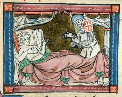 追加。 10293、f.107 修道女に付き添われたベッドにいる女性、「L