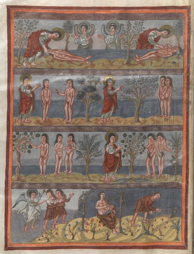 追加。 10546、f.5v アダムとイブの創造 (ベラム) 作： French School