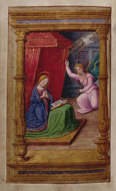 35214 f.29v Annunciation を追加、Book of Hours、パリより 作： French School
