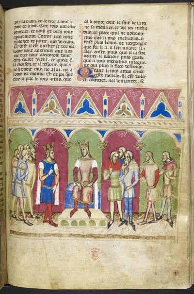 追加。 MS 12228、f.223、Roman du Roy Meliadus de Leonnoys、1352年頃（羊皮紙） 作： French School
