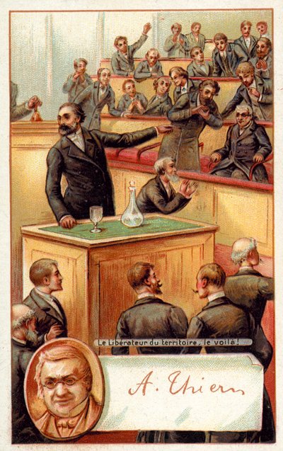 フランス国民議会で絶賛されたアドルフ・ティエール（クロモリト 作： French School