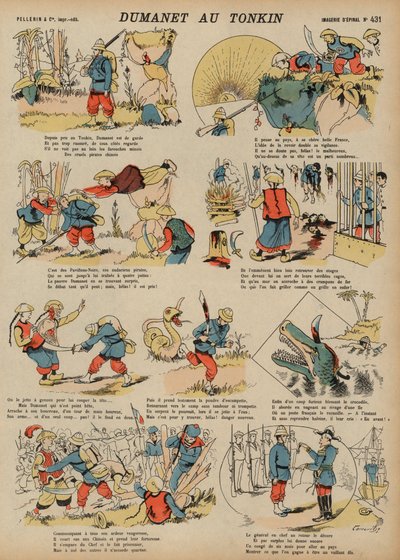 トンキンでのフランス軍人デュマネットの冒険（彩色彫刻 作： French School