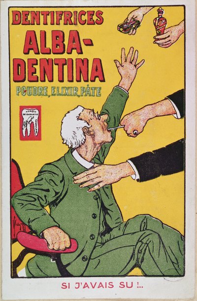 Alba-Dentina歯磨き粉の広告、c.1900 作： French School