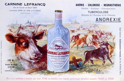 20世紀初頭、医学雑誌Chanteclairに掲載されたCarnine Lefrancqの広告 作： French School