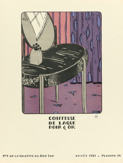 Coiffeuse de Laque Noir  Or "の広告、1921年発行（ステンシルプリント） 作： French School