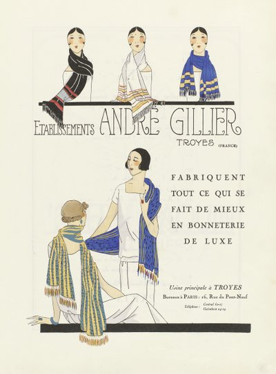 エタブリスマン・アンドレ・ジリエの広告、1920年代パブ（ステンシル・プリント） 作： フランス語学校