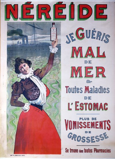 船酔いに対するネレイド医学の広告、1900年頃 作： French School