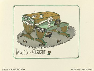 テーブル・ジゴーニュ」の広告、1920年発行（孔版画） 作： French School