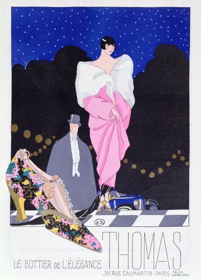1924年のファッション雑誌Art-Gout-BeauteのBootmaker Thomasの広告 作： French School