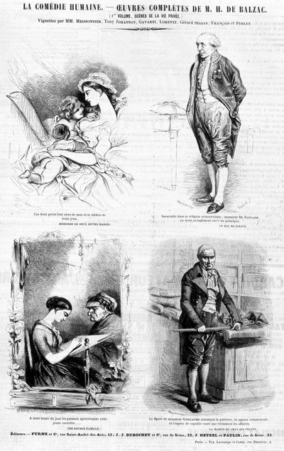 バルザック作品の広告ページ-『シャリヴァリ』1842年7月号掲載 作： French School