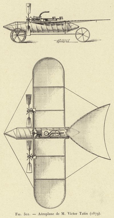 M.ビクター・タタンの飛行機（1879年）（エングレービング 作： French School