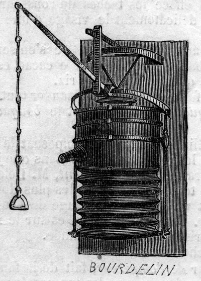 農業機械：1860年のパリ農業競技会で発表された鍛冶屋の蛇腹。1860年7月28日付の "Le Monde Illustré "172号に掲載された図版。 作： French School