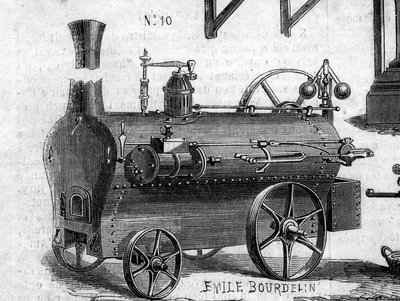 農業機械：1860年のパリ農業競技会で発表されたロコモービル。1860年7月7日付の "Le Monde Illustré "169号に掲載された図版。 作： French School