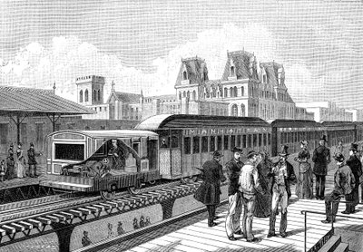1885年、エア・メトロ（電気）がニューヨークへ 作： French School