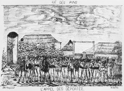 パインズ島のアルバム、強制送還者のロールコール、1878-79 作： French School