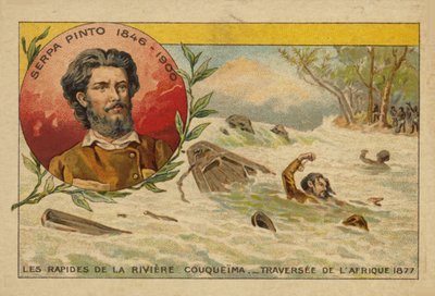 アレクサンドルデセルパピント（1846-1900）は、1877年にアフリカを渡りながらクアンド川の急流を駆け抜けました。 作： French School