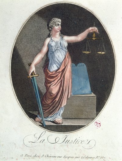 正義の寓意、J。Chereau、パリ発行、1792年 作： French School