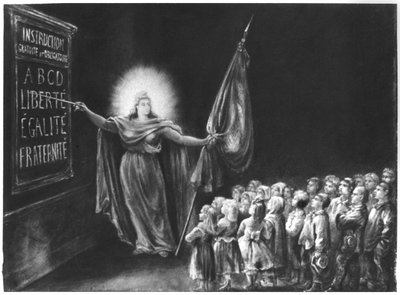ジュールフェリー（1832-93）1881によって可決された教育に関する法律の寓意 作： French School