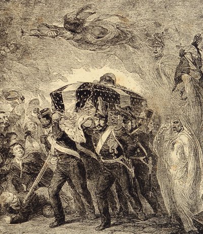 1840年、フランス皇帝ナポレオン・ボナパルトの遺灰が返還される寓意。19世紀（『風俗・習慣・衣装・発明』より。 作： French School