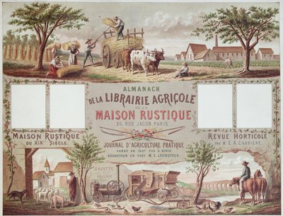 アルマナックは、農業の伝統的および現代的な方法を示しています。 c.1870-80 作： French School