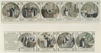 シスターズオブチャリティーの作品を描いた19世紀初頭のアルファベットプライマー（カラー彫刻） 作： French School