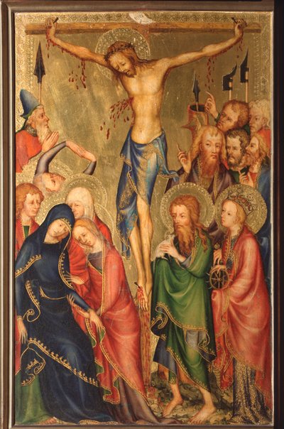 Altarolo del Bargello: crucifixion - (バルジェッロの二部作、磔刑) 14世紀のフランス派の無名の絵画 (フランス派、14世紀) フィレンツェ、バルジェッロ美術館 作： French School