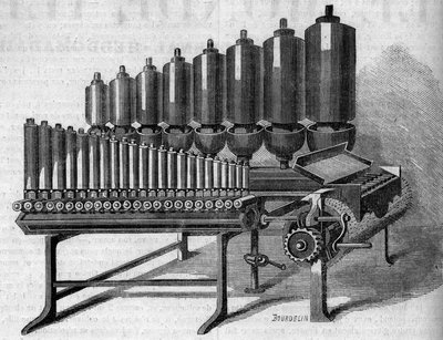 アメリカの蒸気機関車。1860年1月28日付「Le Monde Illustré」146号に掲載された図版。 作： French School