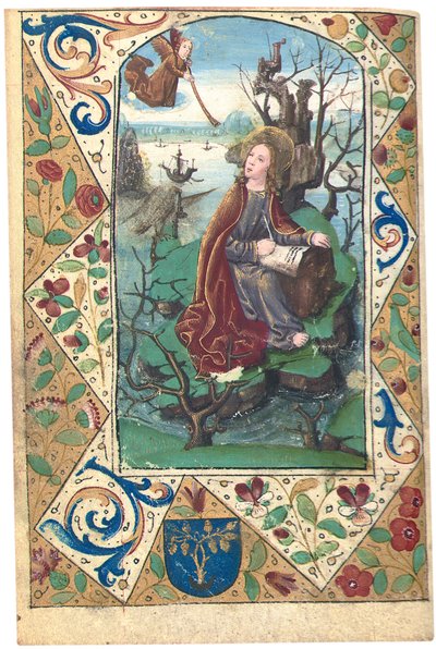 荒野のマグダラのマリアに現れる天使、時祷書、ローマの使用からのイラスト 作： French School