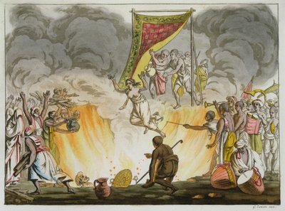 ガエターノザンコン（1771-1816）によって刻まれた、インドの未亡人が夫の体で焼かれて死ぬ、インドの書物からのプレート30 作： French School