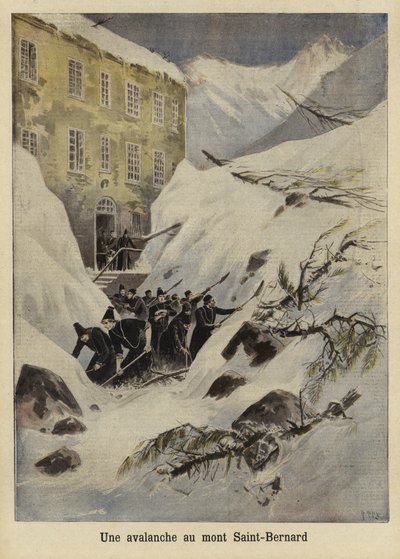 1897年、スイスのグレートセントバーナード峠の雪崩 作： French School
