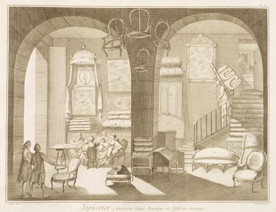 デニス・ディドロ（1713〜84年）によるエンサイクロペディデサイエンスエメティエの布張り屋、1770年頃に出版 作： French School