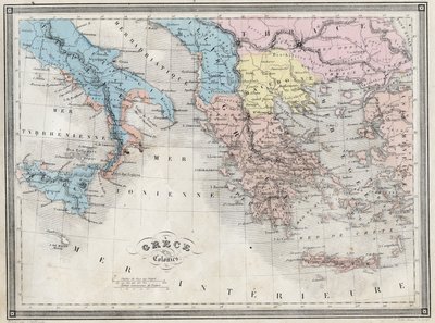 古代ギリシャとその植民地 - Vuillemin著「Universal Atlas of Ancient and Modern Geography for Residential Schools」より - 1845年頃 作： French School