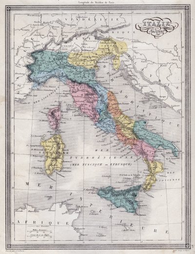 古代イタリア - Vuillemin著「Universal Atlas of Ancient and Modern Geography for Residential Schools」からの抜粋 - 1845年頃 作： French School